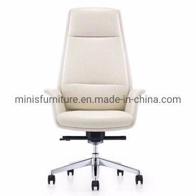 (M-OC108) Hot Sale Comfortable Office Furniture Executive Cream Color Rotary High Back Chair