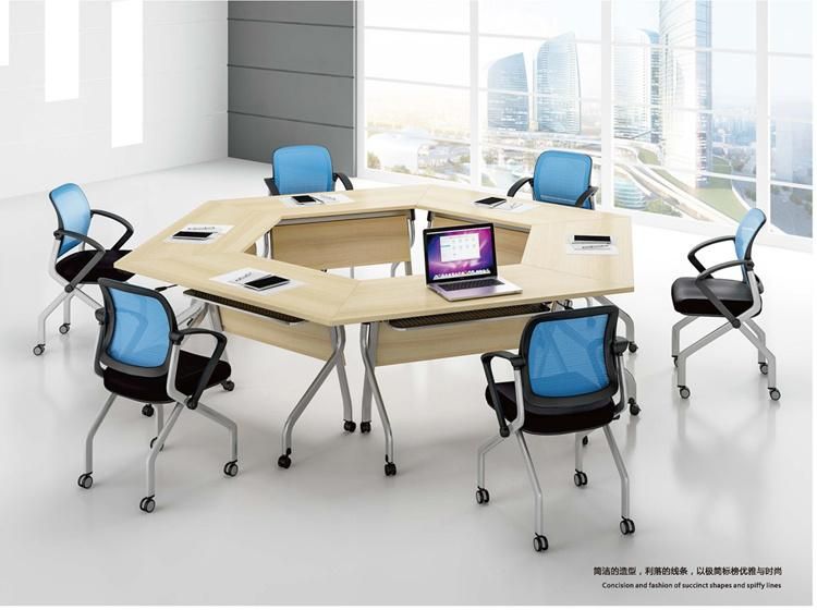Fashion Office Furniture Modern Training Desk Metal Leg L-Shape School and Office Table