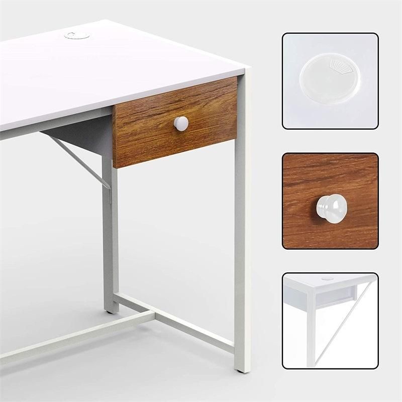 Modern Simple Home Office Desks Single Brown Drawer and Waterproof Tabletop Laptop Study Writing Table