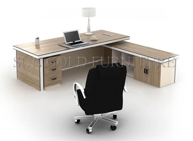 Wholesale L Shape Hot Selling Melamine Wooden with Vice Cabinet Office Desk (SZ-OD307)
