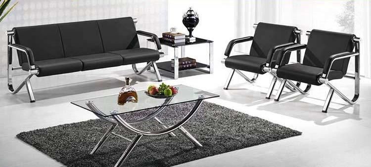 Fashion Furniture Leather Modern Office PU Sofa with Metal Legs