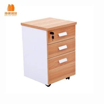 Small Office Filing Cabinet with Five Wheels and Three Drawers