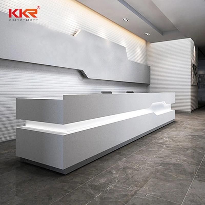 Solid Surface Artificial Stone Pure White Office Reception Desk