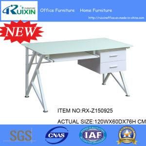 New Design White Frosted Glass Desktop &amp; Steel Frame Office Furniture Table