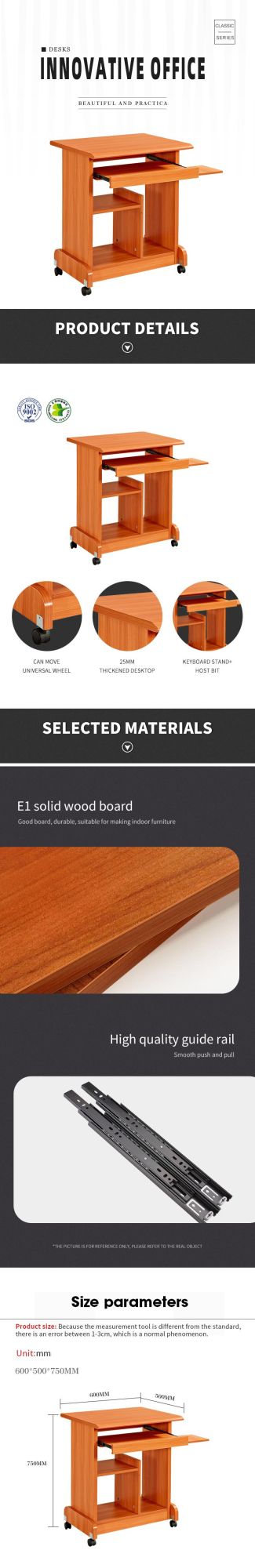 Cheap Price MFC Wooden Home Computer Desk with Drawers