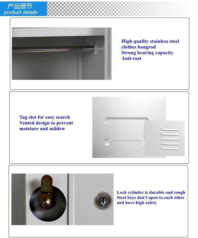 Bedroom Storage Cabinet Locker/Office School Gym Metal 3 Door Steel Locker