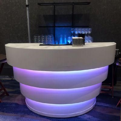 Beauty Reception LED White Curvy Circle Small Beauty Reception Desk