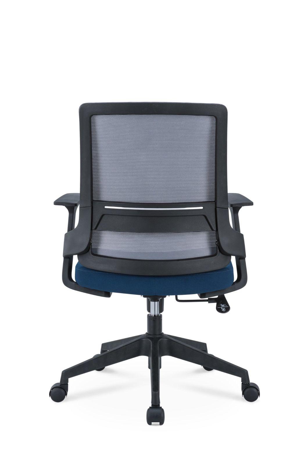 High Quality European Standard En1335 BIFMA Medium Back Staff Modern Fabric Mesh Swivel Office Chair