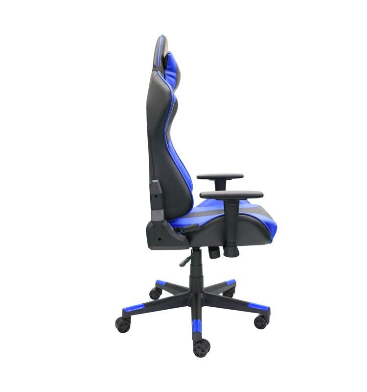 (KNIGHT-BU) Fashionable High Quality Blue Racing Computer Gaming Chair Ergonomic Backrest and Seat Height Adjustment with Headrest