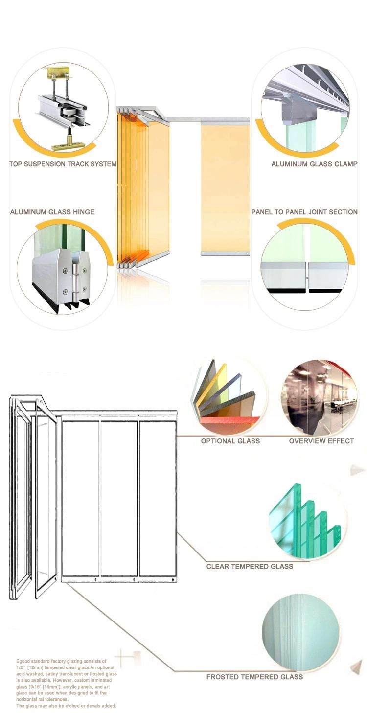 Interior Glass Folding Door Aluminium Frameless Door