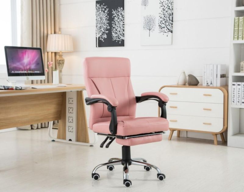 PU Leather Mesh Office Desk Chair with Footrest