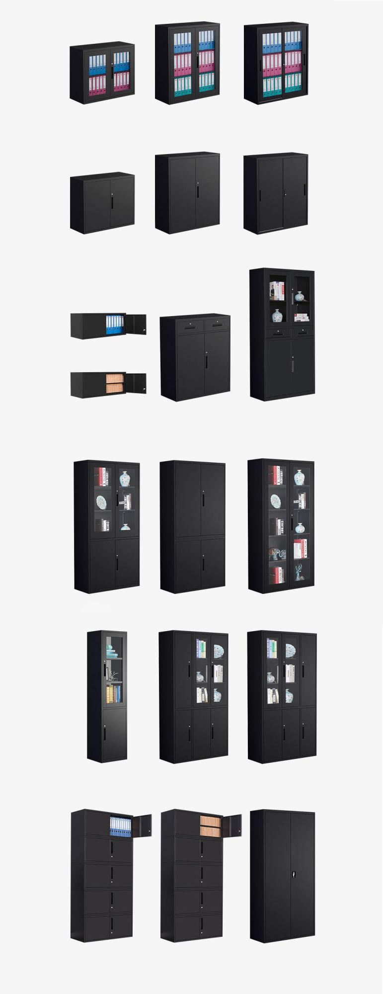 Office Furniture Metal Storage Cupboard Steel Filling Cabinet Black
