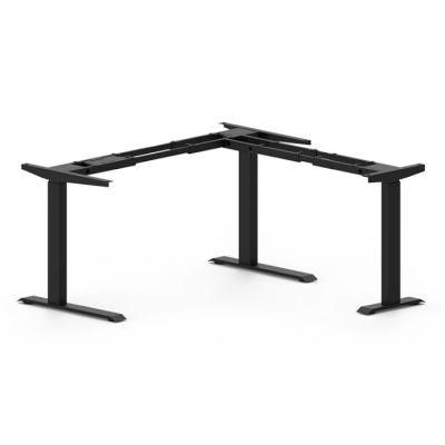 Dual Motor Electric 3 Legs L Shape Height Adjustable Desk Frame Sit Stand Standing Desk Frame