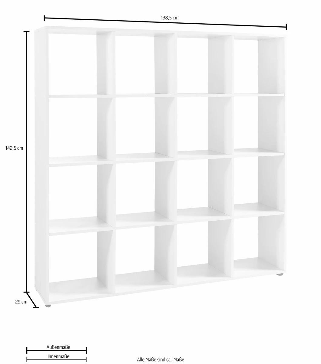 Height Stand White Wood Bookshelf Storage with 4 Tiers