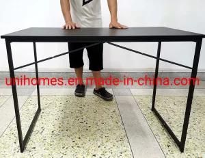 Study Writing Table for Home Office, Industrial Simple Style PC Desk, Black Metal Frame