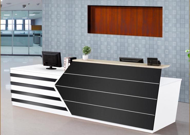 Black Color Latest Design Office School Melamine Wooden Reception Desk