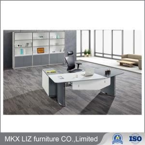 White Color High Glossy Wood Executive Manager Office Table in Baking Painting (9922)