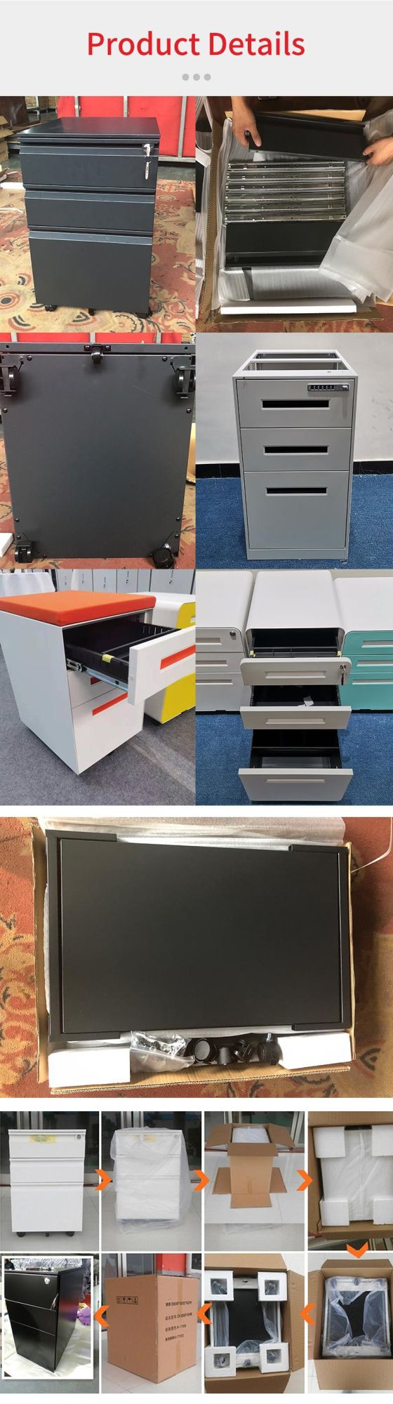 Office Furniture 2 Drawer Metal Mobile Pedestal Cabinet