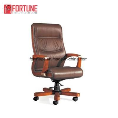 Wooden Armrest Leather Office Chairs Adjustable Armrest Office Chair