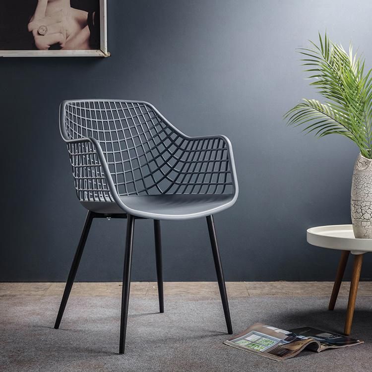 High Quality Home Furniture Modern Design China Factory Plastic Mesh Chair Dining Room PP Seat Plastic Dining Chairs