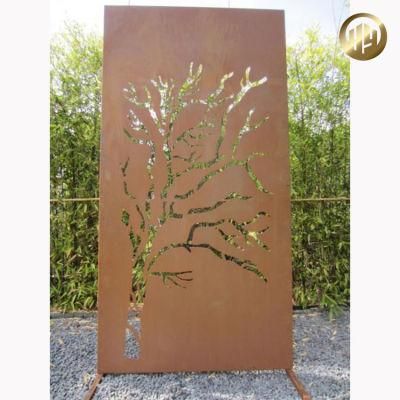 Corten Steel Simple Garden Ornaments Rusty Metal Screen Panel