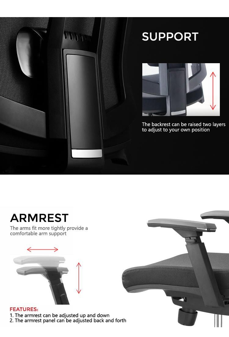 Free Sample Wholesale Black Mesh Adjustable Plastic Armrest Cheap Computer Chair Ergonomic Swivel Office Chair