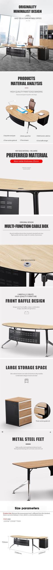Professional Office Furniture Half Round Semi Circle Executive Office Desk