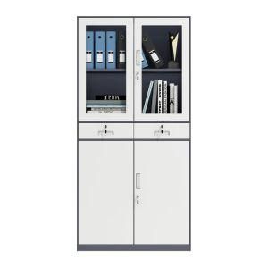 Modern Office Livingroom Furniture Steel Filing Cupboard 2 Glass Cabinet