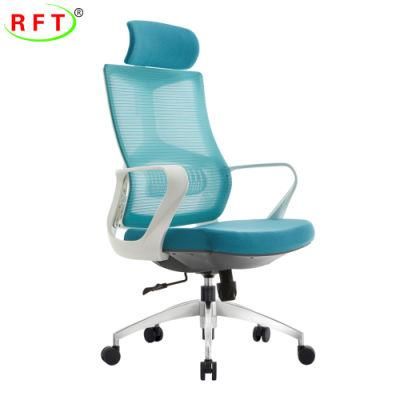 Rotate Breathable Blue Mesh Headrest Office Boss Manager Chair