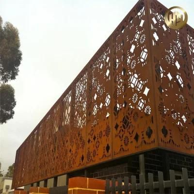 Courtyard Corten Steel Simple Decorative Screen / Laser Cut Fence Panel for Wall