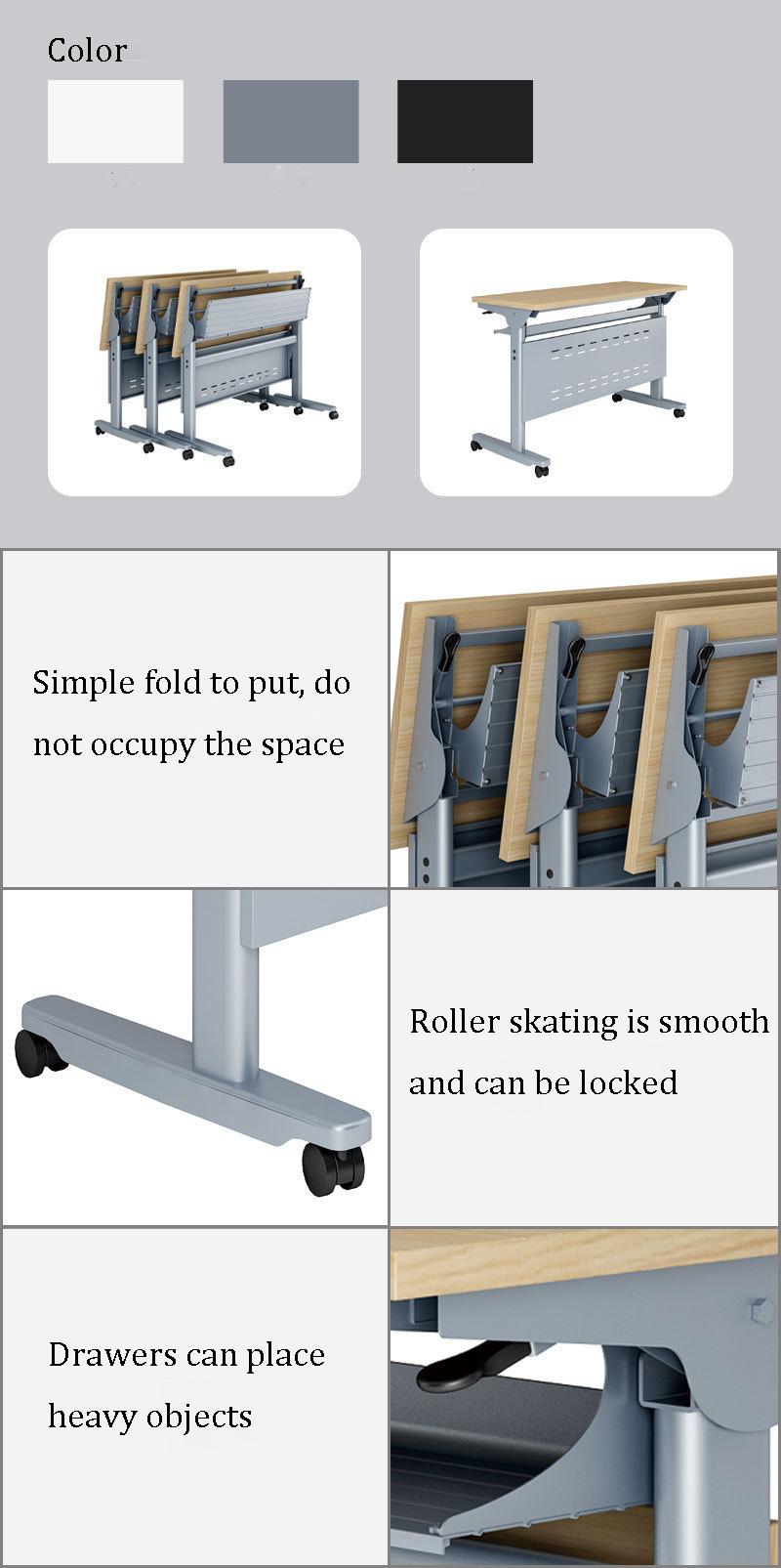 Riser Adjustable Working Ergonomic Table Folding Desk with Wheels Office Meeting Training Folding Study Table