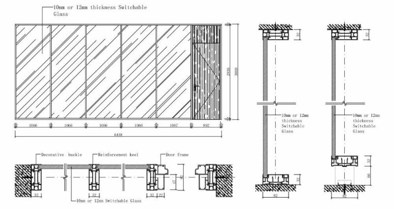 Glass and Plywood Partition, Aluminum Frame Glass Wall Prices Partion