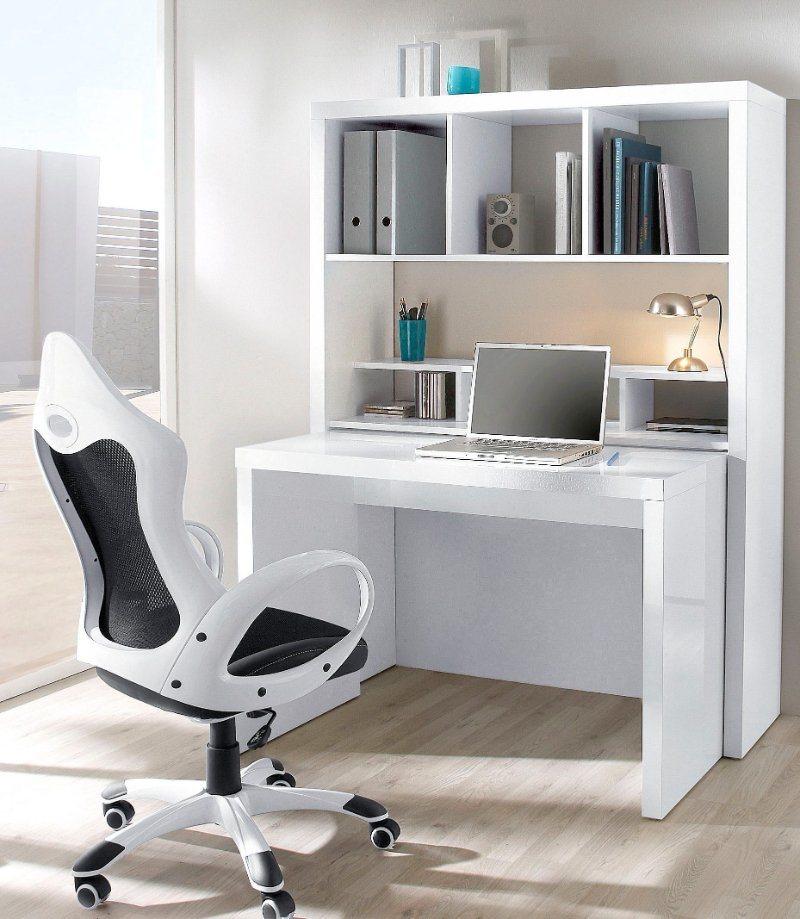 Desk with Bookshelf Combination White Computer Desk for Bedroom