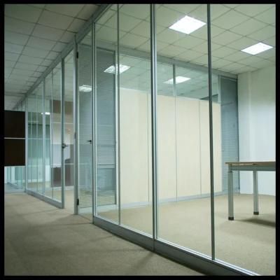Tempered Glass Soundproof Office Full Height Partition with Shutter