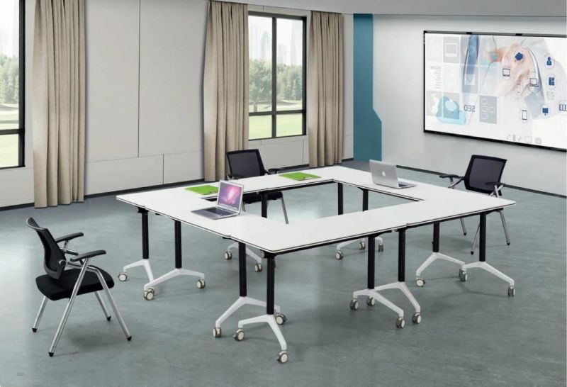 Folding Standing Movable Stackable Sliding Meeting Scool Room Computer Study Office Table Training Desk