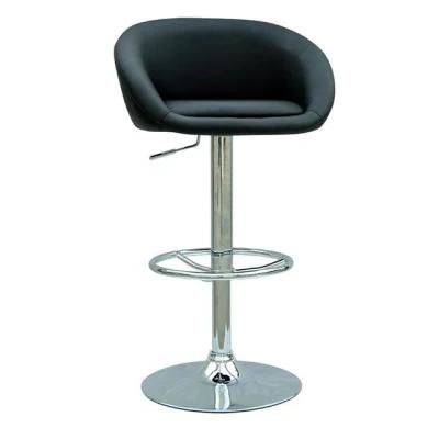 Black Leather Bar Chair Swivel Bar Stool Height Adjustable Bar Seat