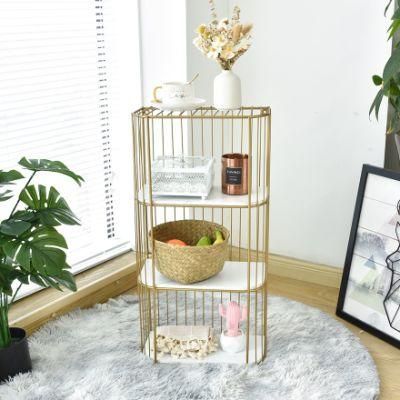 New Golden Unfolding Metal Magazine Rack Floor Standing Bookshelf