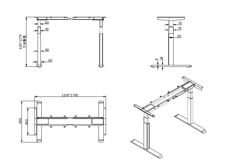 Wholesales Dual Motor 3-Stage Lifting Column Office Electric Elevating Tables