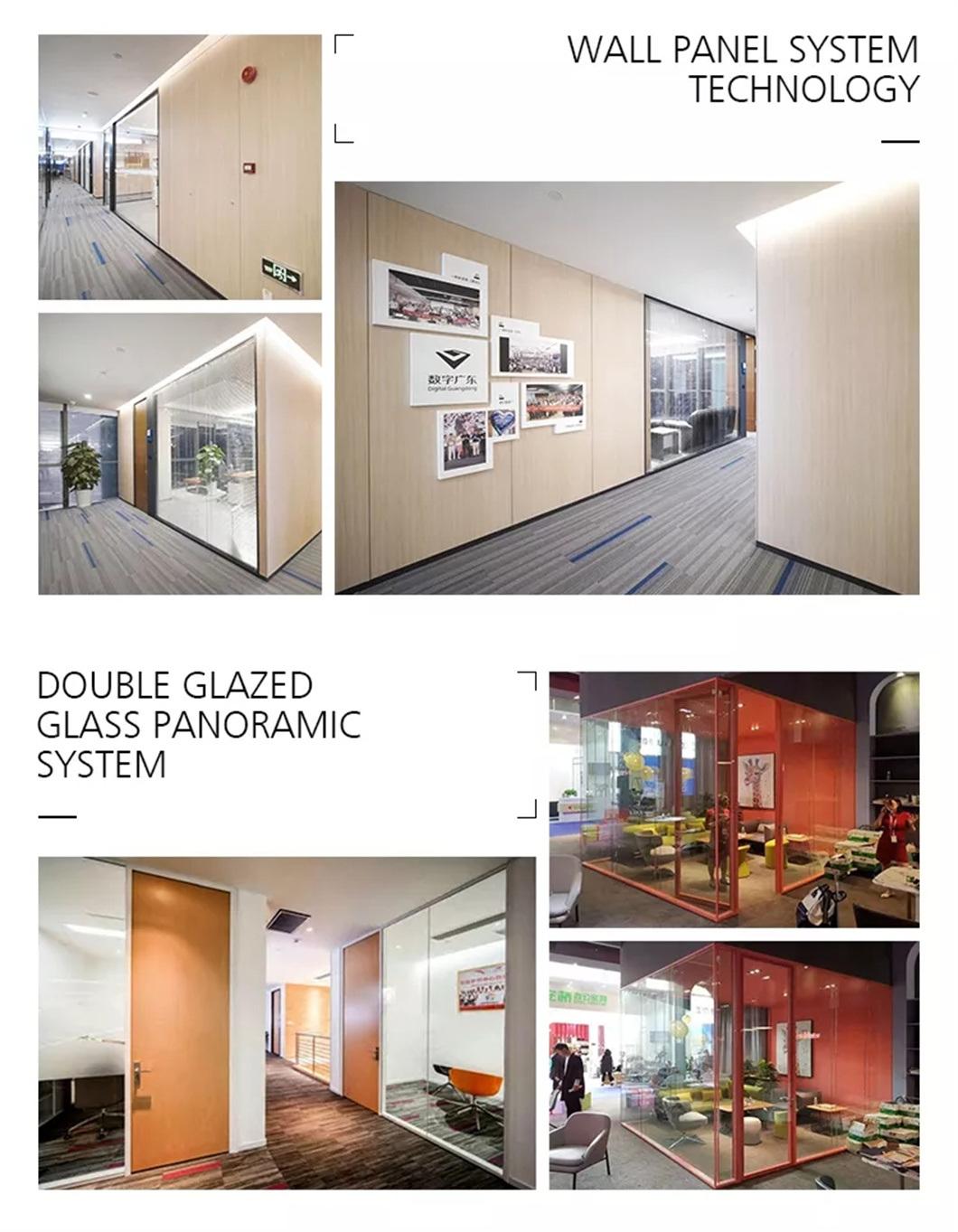 Glass PVC Dubai Wood Office Folding Partition Walls with Blind