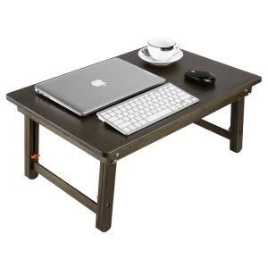 Large Size Laptop Tray Desk Foldable Lap Table Bed Tray Bamboo Adjustable Breakfast Serving Tray Dark Brown