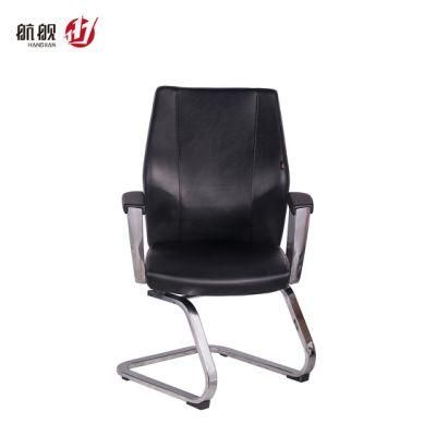 Medium Back No Wheels 180deg Move Waiting Room Chairs Leather Office Chair