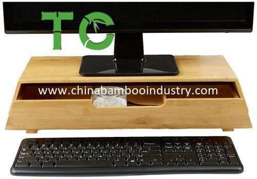 Wholesale Bamboo Desktop Organized and Riser Monitor Stand Riser Laptop Stand with with Pull out Drawers Computer Riser with Storage