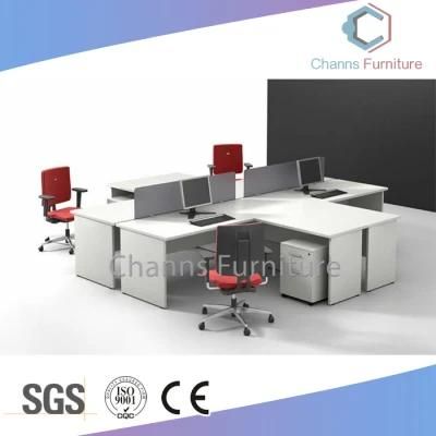 Affordable Price L Shape Office Table Four Seats Office Workstation with Partition (CAS-W41207)