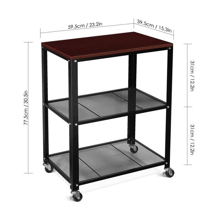 Metal Frame Wooden Shelf with Heavy-Duty Casters