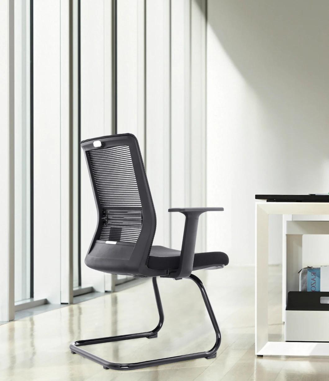 Comfortable Adjustable Bow-Shaped Office Training Meeting Mesh Chair with Armrests