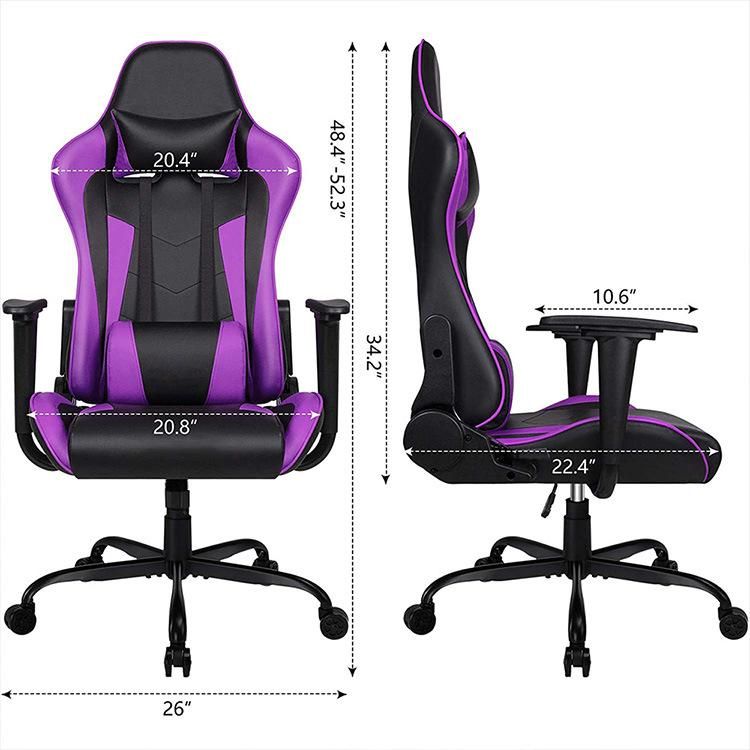 Height Adjustable High Back Ergonomic Racing Computer Girl Silla Gamer Purple Gaming Chair