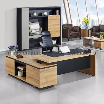 (M-OD1195) Foshan Custom Color Office Furniture Boss Executive L-Shaped Office Desk with Shelves