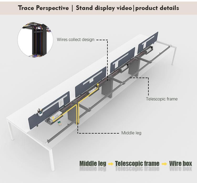 Modern Design Modular Steel Frame Wooden Desktop Desk General Use 8 Person Open Office Space Office Workstation