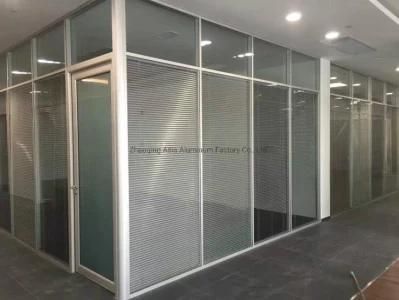 Bright White Aluminum Office Partion with Glass on Both Sides
