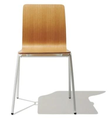 White Powder Coating Steel Frame with Bend Plywood Seat Office Chair